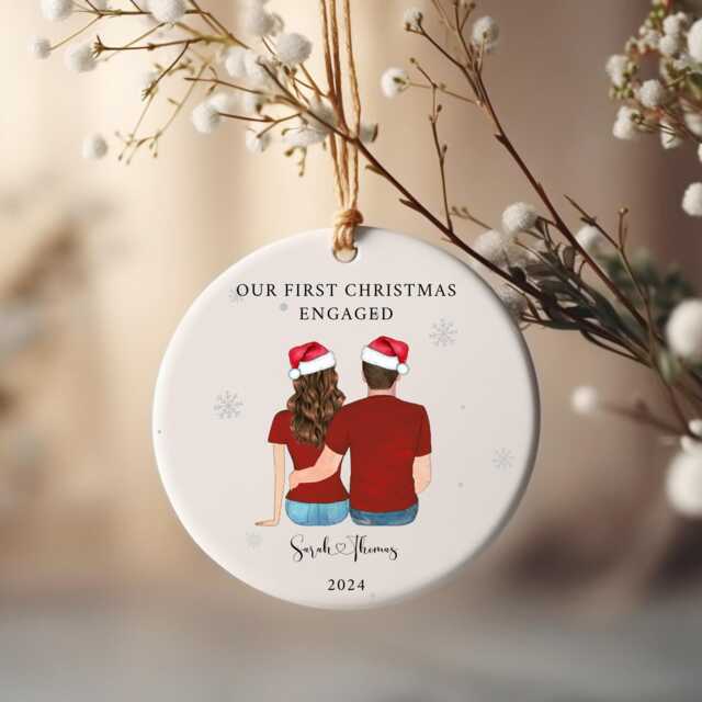 Our First Christmas Engaged Bauble, Custom Engagement Gifts, Gifts For Fiancee - image 1