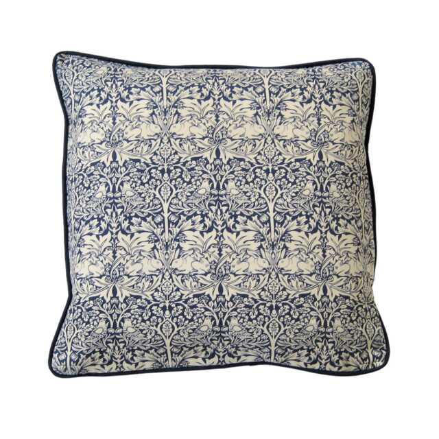 William Morris, Morris's Brer Rabbit, Arts & Crafts, Dark Blue Cream Cotton Cushion Cover, Throw Pillow Home Decor - image 1