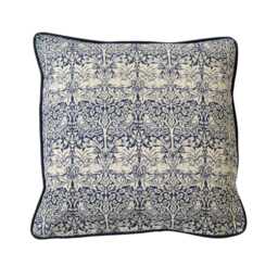 William Morris, Morris's Brer Rabbit, Arts & Crafts, Dark Blue Cream Cotton Cushion Cover, Throw Pillow Home Decor - thumbnail 1