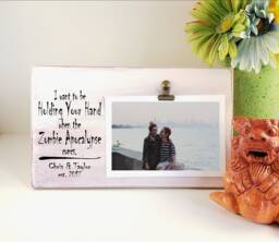 Zombie Apocalypse Picture Frame, Personalized Photo Holder, Clip, Halloween Funny Gift For Boyfriend Or Girlfriend