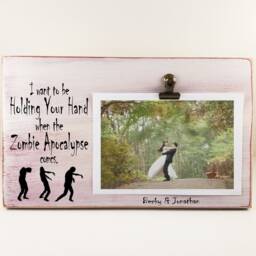 Zombie Apocalypse Picture Frame, Personalized Photo Holder, Clip, Halloween Funny Gift For Boyfriend Or Girlfriend - thumbnail 3