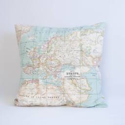 World Map Pillow Cover, Atlas Cushion Throw Wanderlust Pillow, Wedding Gift, Gift For Her, Different Sizes - thumbnail 1