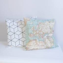 World Map Pillow Cover, Atlas Cushion Throw Wanderlust Pillow, Wedding Gift, Gift For Her, Different Sizes - thumbnail 2