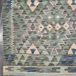 Kilim Rug Turquoise, Handmade Artisan Afghan Turkish Persian Qashqai Kilim, Moroccan Navajo Bohemian Natural Wool Flatweave 125x81 cm - thumbnail 2