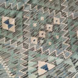 Kilim Rug Turquoise, Handmade Artisan Afghan Turkish Persian Qashqai Kilim, Moroccan Navajo Bohemian Natural Wool Flatweave 125x81 cm - thumbnail 4