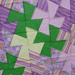 Unfinished Quilt Top Ready To Lap Throw Baby Girl Blanket Purple Green Pink Twister - thumbnail 3