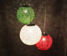 Colorful Hemp Rope Sphere Pendant Lights - Set Of 3 - thumbnail 1