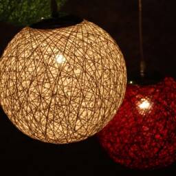 Colorful Hemp Rope Sphere Pendant Lights - Set Of 3 - thumbnail 2