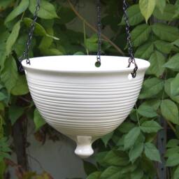 Large White Ceramic Hanging Planter, Wheel Thrown Pottery Flower Pot, Gardener Gift, Patio Decor