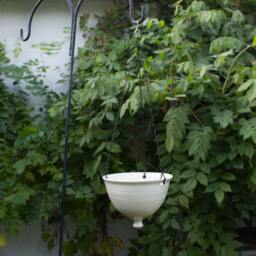 Large White Ceramic Hanging Planter, Wheel Thrown Pottery Flower Pot, Gardener Gift, Patio Decor - thumbnail 2