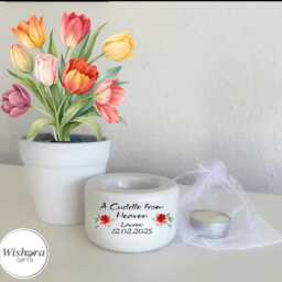 Personalised Memorial Tealight Holder, in Loving Memory Candle Bereavement Gift, Remembrance Keepsake - thumbnail 1