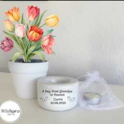Personalised Memorial Tealight Holder, in Loving Memory Candle Bereavement Gift, Remembrance Keepsake - thumbnail 3