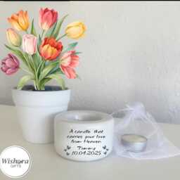 Personalised Memorial Tealight Holder, in Loving Memory Candle Bereavement Gift, Remembrance Keepsake - thumbnail 2