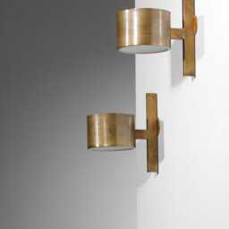 Mid Century Italian Brass Modern - Drum Style Wall Sconce Stilnovo Light Fixture - thumbnail 2