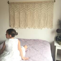 Large Macrame Wall Hanging Boho Headboard Tapestry - 55x31 Inch - thumbnail 2