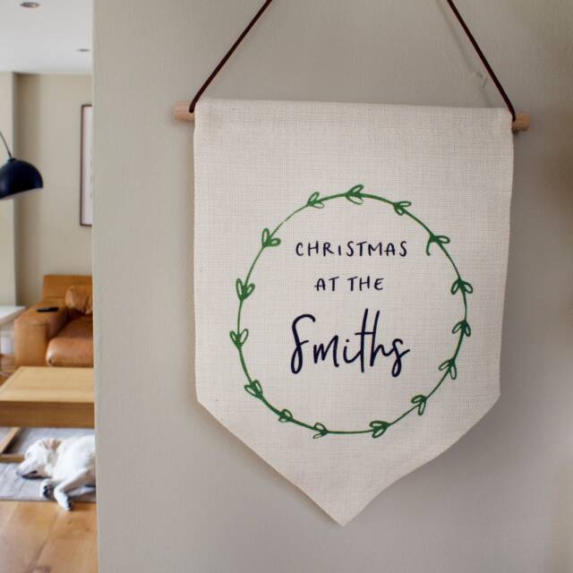 Personalised Family Christmas Wall Hanging Pennant - image 1