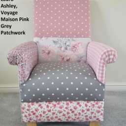 Laura Ashley Patchwork Child's Armchair Pink Roses & Polka Dot Fabric Kids Girls Seat Floral Pretty Bedroom Nursery Animals Fairies - thumbnail 2