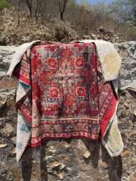 Vintage Persian Kantha Quilt, Hand-stitched Cotton Bedspread, Boho Chic Throw Blanket - thumbnail 1