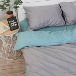 Natural Cotton Double-Sided Duvet Cover in Gray & Aquamarine. Twin, Full, Queen, King, Single, Kingsingle, Double, Custom Size - thumbnail 3