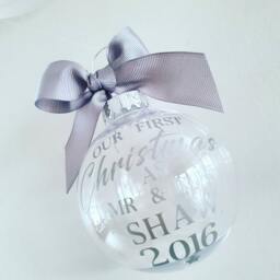 Our First Christmas As Mr & Mrs Personalised Christamas Tree Bauble, Wedding Keepsake - thumbnail 2