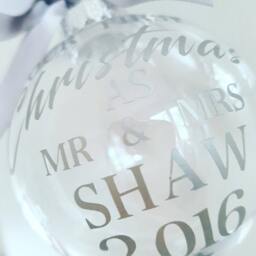 Our First Christmas As Mr & Mrs Personalised Christamas Tree Bauble, Wedding Keepsake - thumbnail 3