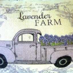 Lavender Truck Pillow Cover, Farmhouse Burlap Throw - thumbnail 3