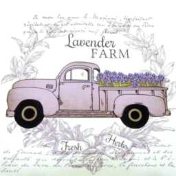 Lavender Truck Pillow Cover, Farmhouse Burlap Throw - thumbnail 2