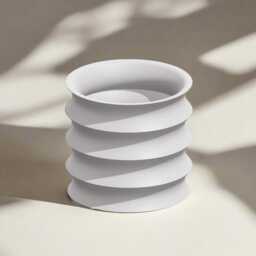 Sustainable Planter With Drainage - Soft Wave Indoor Pot, Eco-Friendly 3D Printed Design Matching Tray Brim - thumbnail 4