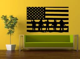 Wall Decal Vinyl Sticker Decals Peal & Stick Cheap Decor Art American Army Navy Marine Military Soldier Troops Salute Flag L391 - thumbnail 1