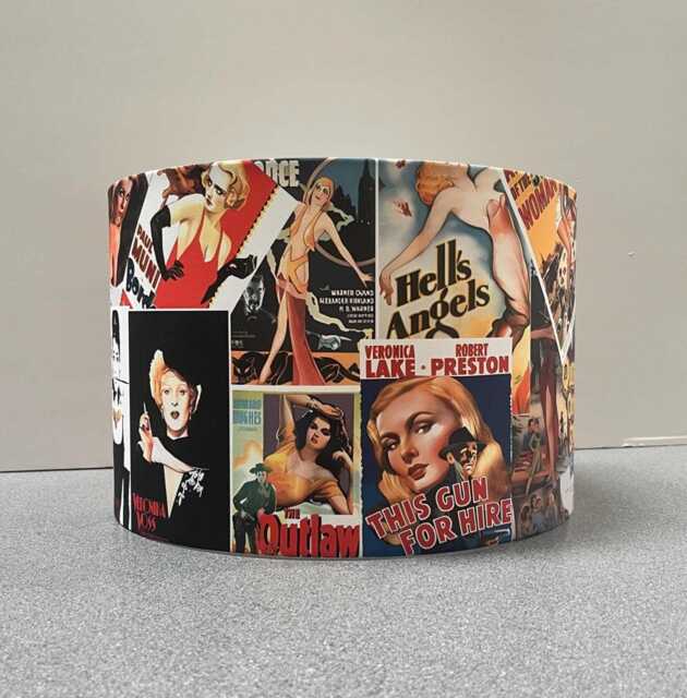 Vintage Movies Sirens Heroes Of Comedy Collage Style Cylinder/Drum Lampshades/ Pendant Shade/ Table - image 1