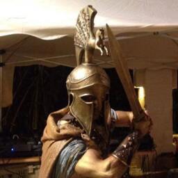Greek Corinthian Helmet Bronze Powder Sculpture, Ancient Armor Replica - thumbnail 2