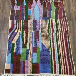 Hand-Loomed Moroccan Rug, Architectural Design, Wool Blend, Multicolor Landscape - Custom - thumbnail 3