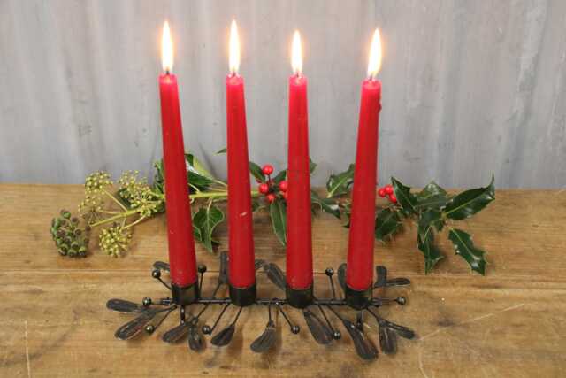Vintage Style Rustic Metal Mistletoe Christmas Candle Holder Centre Piece - image 1