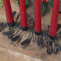 Vintage Style Rustic Metal Mistletoe Christmas Candle Holder Centre Piece - thumbnail 2