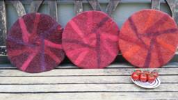 Handfelted Seat Cushion Abstract, Red