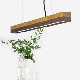 Pendant Lamp - Oak Wood & Corten Steel Dining Room Gantlights Led - thumbnail 2
