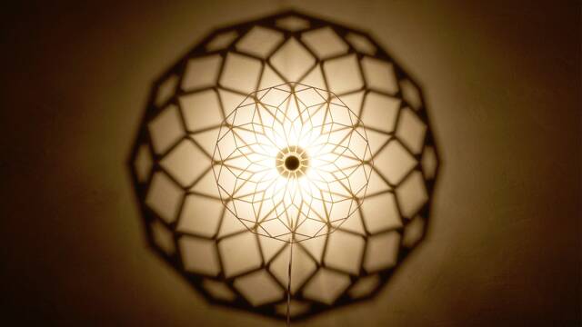 Wall Lamp Shadow Image Sacred Geometry Torus Vortex - Wooden Lampshade Ceiling Mandala - image 1