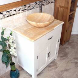 Bathroom Vanity Unit - White Painted Golden Onyx Basin & Top 502Pgo25Go - thumbnail 3