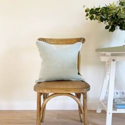 Sage Green Linen Pillow Cover Jute Trim, English Cottage Chic - thumbnail 4