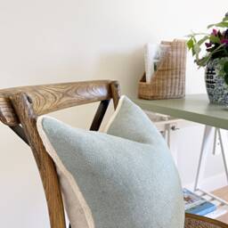 Sage Green Linen Pillow Cover Jute Trim, English Cottage Chic - thumbnail 3