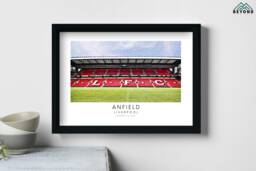 Liverpool Anfield Stadium Art Print - Gift Decor Impressionist Frame Poster Dad Brother Uncle Granddad Red White The Reds Memorabilia Fc - thumbnail 1
