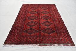 Handmade Afghan Khal Mohammadi Rug Turkmen Wool, Geometric Design - 4'10x6'8 - thumbnail 1