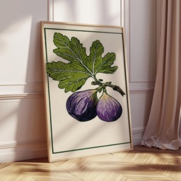 Vintage Fig Botanical Print, Fruit Wall Art, Rustic Kitchen Poster, Green & Purple Illustration, Nature Inspired Home Decor - thumbnail 2