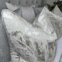 Champagne Cushion Cover, Grey Piped Pillow Luxury Metallic Bedding, Designer Fabric Tessere - thumbnail 2