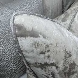Champagne Cushion Cover, Grey Piped Pillow Luxury Metallic Bedding, Designer Fabric Tessere - thumbnail 3