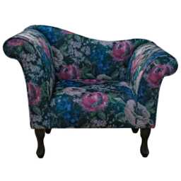 Designer Fuchsia Floral Chaise Chair - Velvet Blossom Handmade in Britain - thumbnail 2