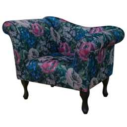 Designer Fuchsia Floral Chaise Chair - Velvet Blossom Handmade in Britain - thumbnail 3