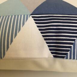"2 X Clarke & Brio Denim Blue Grey White Cushion Covers 16"" 18"" 20" - thumbnail 2