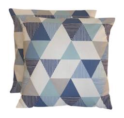 "2 X Clarke & Brio Denim Blue Grey White Cushion Covers 16"" 18"" 20" - thumbnail 1
