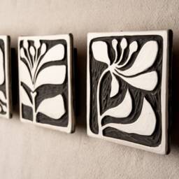 Tile Wall Art - Choose From 3 Patterns Stoneware Ceramic - Made To Order Mod Peony - thumbnail 2